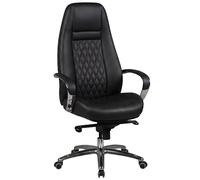 FineBuy Design Chaise de Bureau Noir Fauteuil de Direction Pivotant avec Accoudoirs | Chaise Tournante Ergonomique Appui-tête | Cuir Véritable - Réglable en Hauteur - Capacité de Charge 120 kg