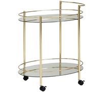 FineBuy Desserte 67x46x79 cm Dorée Blanche avec Plateau en Verre | mini bar mobile sur roulettes, desserte comme table d'appoint, desserte de cuisine pour boissons et snacks, chariot de bar