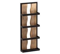 FineBuy Étagère Mur. 30x10x80 cm Bois Massif Manguier Métal | étroit étagère flottante industriel, étagère murale en bois véritable, fait main, chaque pièce est unique
