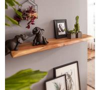 FineBuy Étagère Murale 115 cm Bois Massif Acacia avec Bord Naturel Marron