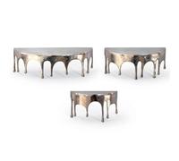 FineBuy Étagère Murale Lot de 3 Aluminium Argent Optique Goutte - Étagère Suspendue Originale Métal - Design Drops Étagère Flottante Alu - Tablette Murale décorative Moderne Faite Main