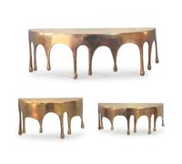 FineBuy Étagère Murale Lot de 3 Aluminium Or Effet Goutte - Étagère Suspendue Originale Métal - Étagère Flottante Design Drops Alu - Tablette Murale décorative Moderne Fait Main