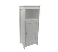 FineBuy Meuble de Salle de Bain 30x28x80 cm Blanc Porte et Étagère, Étroit | élancé meuble de salle de bain avec cannage viennois, meuble de niche avec rangement pour produits de soin