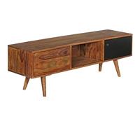 FineBuy Meuble TV Bois Massif Sheesham 140 x 45 x 35 cm Lowboard TV Commode | Étagère pour la télévision - pour téléviseur jusqu'à 60 Pouces - Panneau de télévision avec Compartiments de Porte