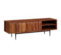 Finebuy Meuble TV Sheesham Bois Massif 123x42x35 cm Lowboard TV Commode | Étagère pour la télévision - pour téléviseur jusqu'à 56 Pouces - Panneau de télévision avec Rangement