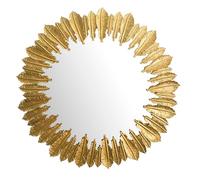FineBuy Miroir Mural Rond 68x68 cm Métal Doré, Cadre Plumes