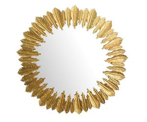 FineBuy Miroir Mural Rond 68x68 cm Métal Doré, Cadre Plumes