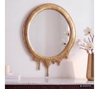 FineBuy Miroir Murale Métal 50x71 cm Miroir Mur Couloir Grand Doré Ovale Cadre