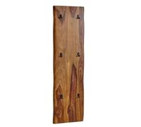 FineBuy Porte Manteau Mural avec 6 Crochets Sheesham Bois Massif 40x140x7 cm | Patere Murale Design | Meuble Entree Couloir avec Bord d'arbre