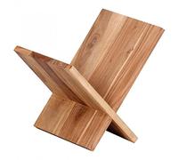 FineBuy Porte-revues Forme X 31 cm Bois Massif Acacia Marron | porte-revues en bois véritable, porte-brochures et porte-livres, fait main, chaque pièce est unique