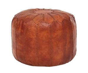 FineBuy Pouf Rond 52x52x40 cm Cuir Véritable Marron, Pouf | pouf rembourré oriental avec visible coutures, ottomane pour le salon, repose-pieds fait main