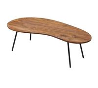 FineBuy Table Basse 122x63x36 cm Bois Massif Sheesham, Table Haricot | table de salon au lot de 50 années rétro style avec pieds en métal, bout de canapé en bois véritable, pièce unique faite main
