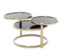 FineBuy Table Basse 58x43x58 cm Verre Métal Dorée 3 Orientables Plateaux | table d'appoint ronde avec en couleur contrastées niveaux, table en verre fait main, table de salon individuel