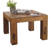FineBuy Table Basse 60x60x40 cm Bois Massif Sheesham Carrée Marron