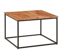 FineBuy Table Basse 60x60x41 cm Bois Massif Acacia, Structure Métal Noir | table de salon carrée industriel avec étagère, bout de canapé en bois véritable, pièce unique faite main