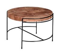 FineBuy Table Basse 62x40x62 cm Table Basse en Bois d'acacia Massif/métal | Table de Salon Ronde avec Pieds en métal | Petite Table Design Solide | Table en Bois Salon Industriel