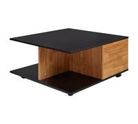 FineBuy Table Basse 70x70x36,5 cm Anthracite Chêne Sable, 2 Tiroirs | table de salon avec compartiments pour coussins et plaids, bout de canapé mobile sur roulettes, table lounge avec rangement