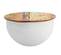FineBuy Table Basse Bois Massif 60x34x60 cm Table d'appoint Table de salon Rond [Blanc]