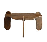 FineBuy Table basse en manguier massif Ø 78 cm couleur noyer · Table de salon design de forme organique · Table de canapé fabriquée à la main