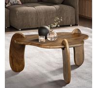 FineBuy Table Basse 78x78x39,5 cm Bois Massif Manguier Coloris Noyer