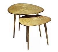 FineBuy Table Basse Lot de 2 Aluminium Dorée, Organique Forme | tables gigognes au look mid-century, tables en métal utilisables séparément ou ensemble, tables de salon