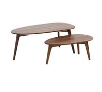 FineBuy Table Basse Lot de 2 Bois Massif Manguier Naturel | en forme de haricot tables gigognes avec structure en bois, tables de salon en bois véritable, pièces uniques faites main