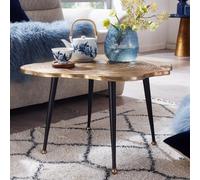 FineBuy Table Basse Ronde 60x60x30 cm Verre Métal Dorée, Bout de Canapé | table de salon avec transparent plateau, petit table à café, table d'appoint fait main, table en verre plate