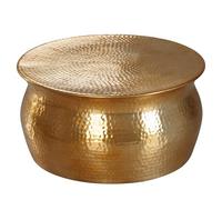 FineBuy Table Basse Métal Aluminium 60 x 30,5 x 60 cm Table Basse Salon Or | Table d'appoint Bout de canapé Oriental - Conception martelée - Table en Métal Table de canapé Rond