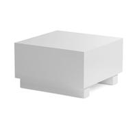 FineBuy Table Basse MONOBLOC 60x60x35 cm Blanche Brillante, Cube | table de salon cube carrée sur 2 pieds, bout de canapé avec place pour télécommande et déco