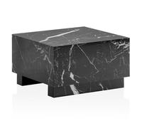 FineBuy Table Basse MONOBLOC 60x60x35 cm Noire Brillante Effet Marbre | table de salon cube carrée, bout de canapé avec place pour télécommande et déco, table à café facile d'entretien