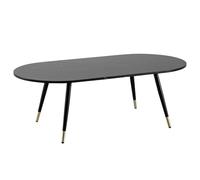 FineBuy Table Basse Ovale 120x60x41,5 cm Noire Effet Marbre
