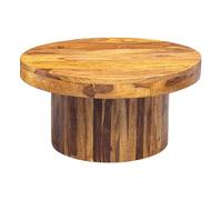 FineBuy Table Basse Ronde 60x60x30 cm Bois Massif Sheesham, Pied Colonne