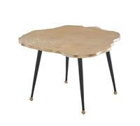 FineBuy Table Basse Ronde 60x60x30 cm Verre Métal Dorée, Bout de Canapé | table de salon avec transparent plateau, petit table à café, table d'appoint fait main, table en verre plate