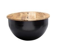 FineBuy Table Basse Ronde 60x60x34 cm Manguier Massif métal avec Rangement | Table de salon style industriel, table de canapé en bois véritable, pièce unique faite main, table de salon avec compartiment
