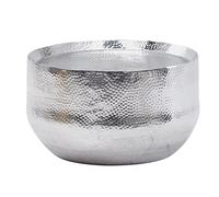 FineBuy Table Basse Ronde 60x60x35 cm Métal Argentée, Table de Salon | bout de canapé finition martelée, table oriental d'appoint en aluminium, pièce unique faite main, table lounge