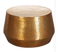 FineBuy Table Basse Ronde 60x60x36 cm Métal Dorée, Martelé | table oriental de salon en aluminium, bout de canapé fait main, table d'appoint avec surface de rangement