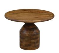 FineBuy Table Basse Ronde 60x60x41,5 cm Bois Massif Manguier, Pied Colonne