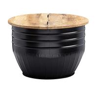 FineBuy Table Basse Ronde 60x60x41 cm Bois Massif Manguier Métal Rangement