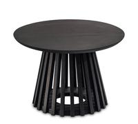 FineBuy Table Basse Ronde 60x60x41 cm Bois Massif Manguier Noire, Grille | table de salon avec ouverte structure grillagée, bout de canapé en bois véritable, fait main, chaque pièce est unique
