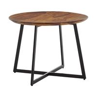 FineBuy Table Basse Ronde 60x60x45 cm Bois Massif Sheesham Naturel | table de salon avec structure en métal, bout de canapé en bois véritable, fait main, chaque pièce est unique