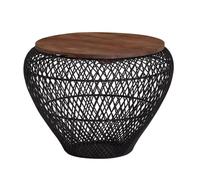 FineBuy Table basse Ronde 60x60x45 cm Manguier massif Noir Table panier