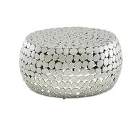 FineBuy Table Basse Ronde 66x66x32 cm Métal Argentée, Aspect Pierre | table de salon entièrement en aluminium, bout de canapé fait main, table d'appoint plate, table lounge