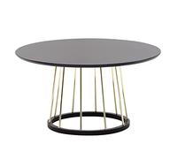 FineBuy Table Basse Ronde 80x80x42 cm Métal Noire Dorée | grand table de salon avec léger réfléchissant plateau, table de salon avec piètement robuste, bout de canapé