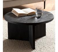 FineBuy Table Basse Ronde 60x60x33 cm Bois Massif Manguier Noire, Trépied