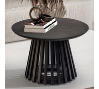 FineBuy Table Basse Ronde 60x60x41 cm Bois Massif Manguier Noire, Grille