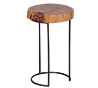 FineBuy Table d'appoint 28x28x45 cm Bois Massif Acacia | table décorative pieds en métal, comme porte-plantes et table d'appoint utilisable, bois véritable artisanal, pièce unique