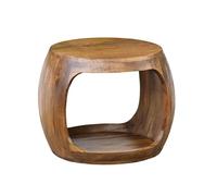 FineBuy Table d'appoint 50cm en Bois de manguier Massif Rond avec Compartiment de Rangement - Table Basse en Bois véritable fabriquée à la Main, Table de Salon au Design Naturel Fait Main