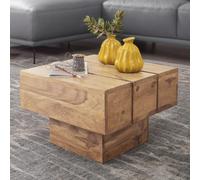 Table d'appoint en bois massif - FINEBUY - Carré - Marron clair - 44x30x44cm