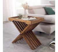 FineBuy Table d'appoint Bois Massif 60x57x40cm Bout de canapé Table de Salon