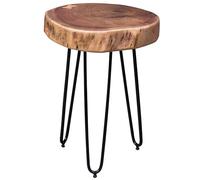 FineBuy Table d'appoint Bois Massif/Métal Acacia 35 x 45 x 35 cm Table Basse Salon | Bout de canapé est - Table de téléphone - Table en Bois Rond